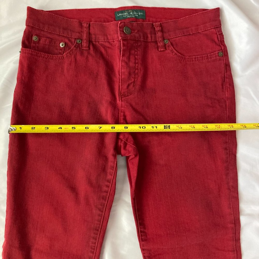 Lauren Jeans Co. Ralph Lauren Cranberry Red Petite Modern Straight Women 8P - Picture 4 of 12